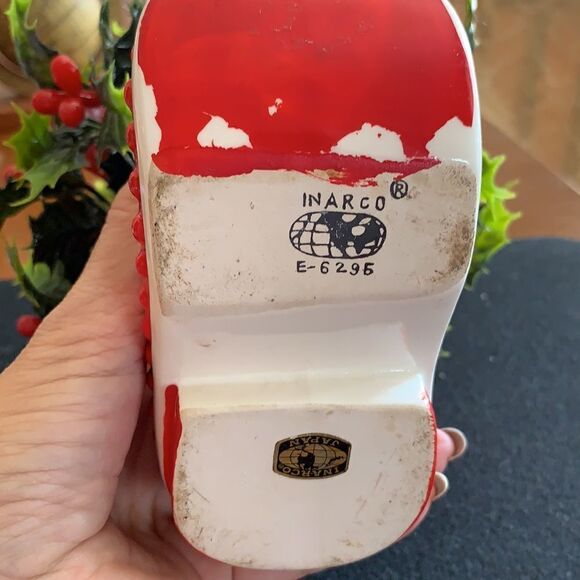 Vtg Inarco Christmas ceramic Santa boot complete with greenery - Picture 5 of 8